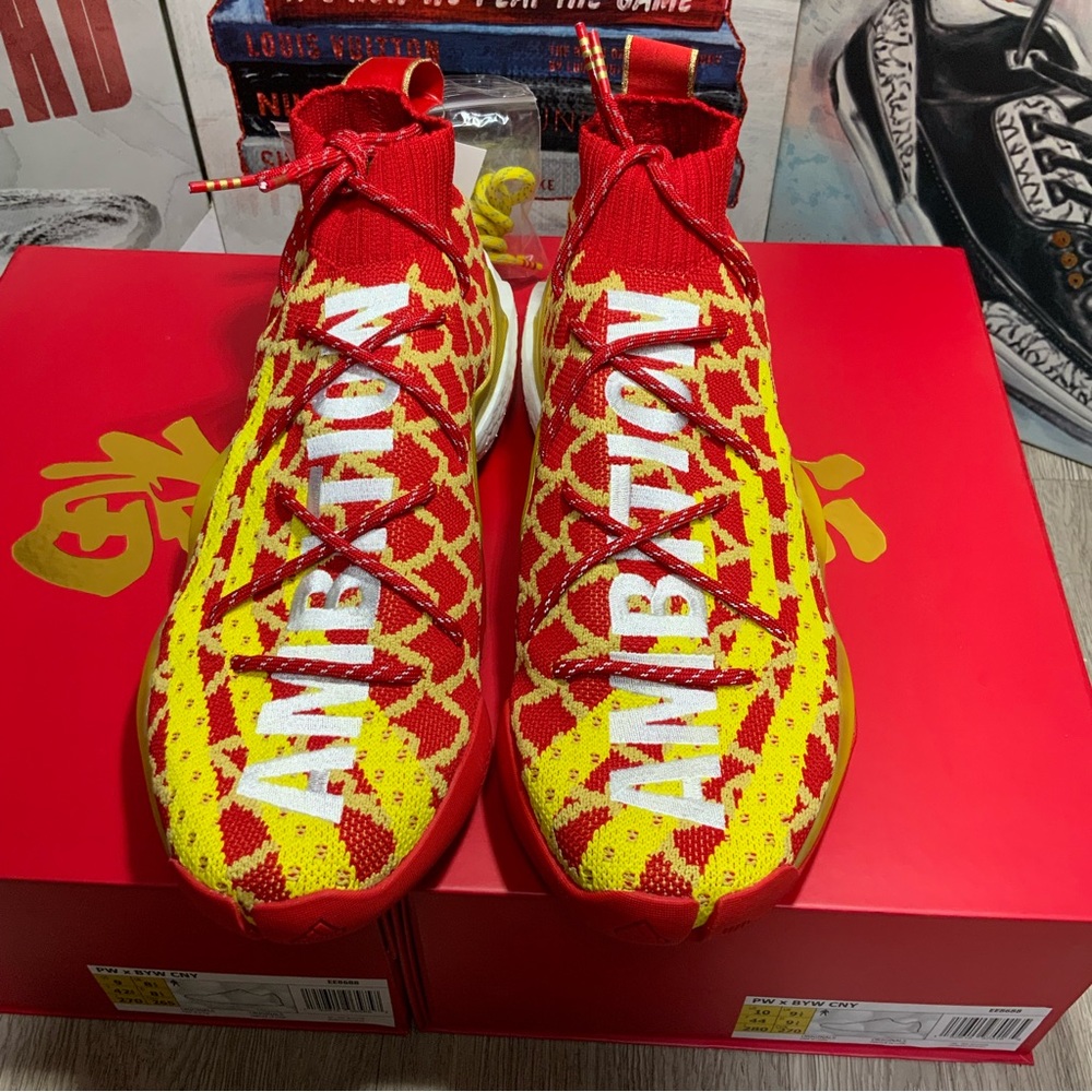 Adidas PW X BYW CNY Pharrell Men's Size 9.5 Chinese New Year Red/Yellow - Picture 3 of 11